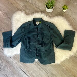 HALOGEN | Dusty Navy Blue Tailored Fitted Military Jacket (L)